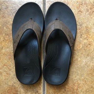 Reef Cushion Spring Thong Flip Flop Sandal Mens 10 - Black and Brown